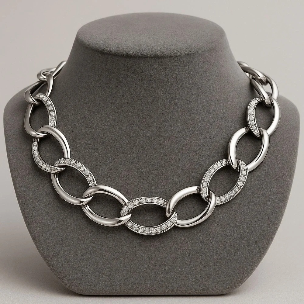Premier Designs REGAL Clear CZ and Silver Circle Length 18